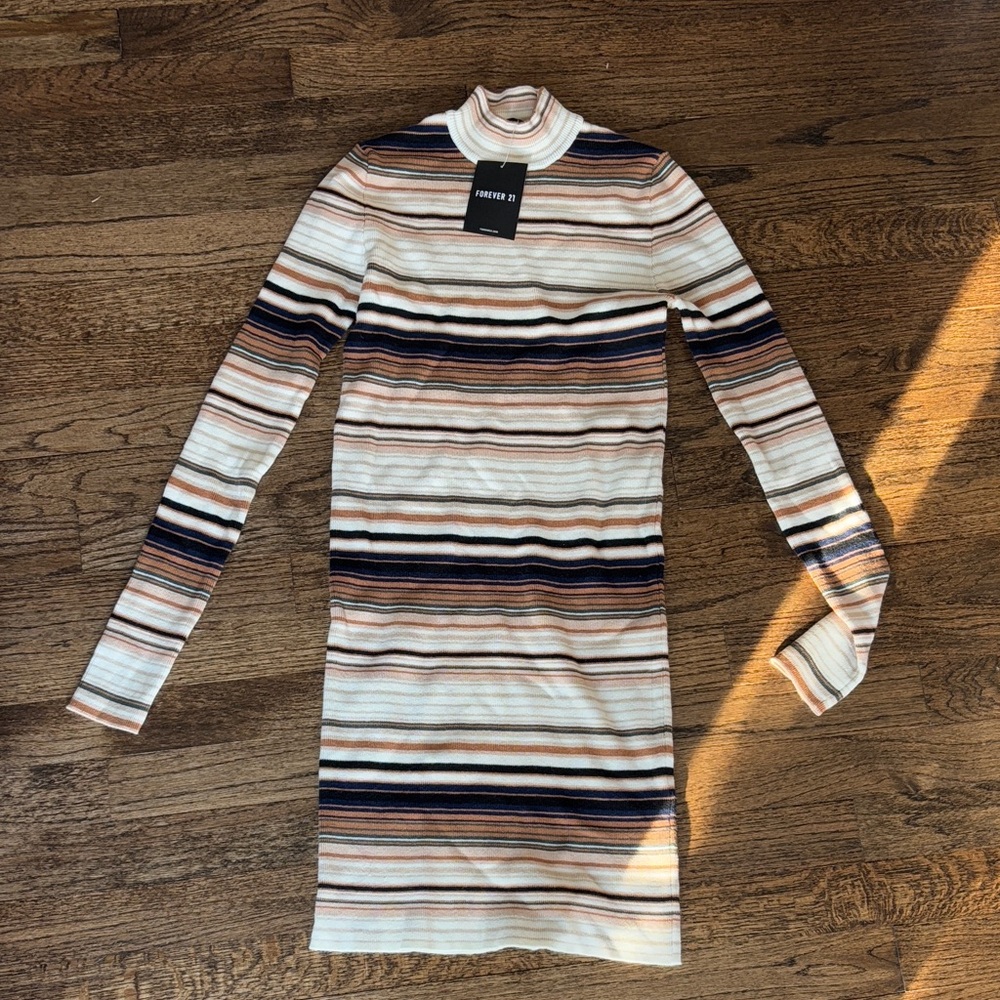 Forever 21 Multicolor Striped Long Sleeve Dress